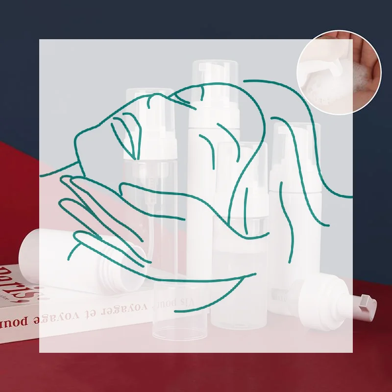 

100/120/150/200/250ml Lotion Foam Pump Bottle Dispenser Empty Refillable For Hand Soap Shampoo Cleanser Container Potable Travel