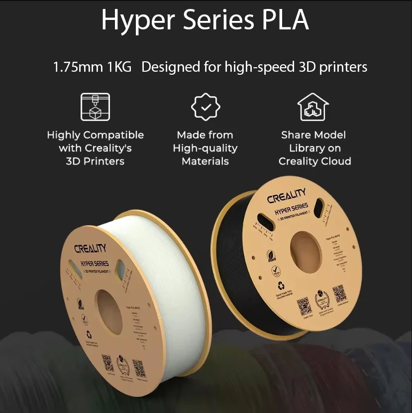 

Creality 1KG Hyper Series PLA 3D Printer Filament High Precision Faster 600mm/s 1.75mm 1KG Spool PLA Fit Most FDM 3D Printers