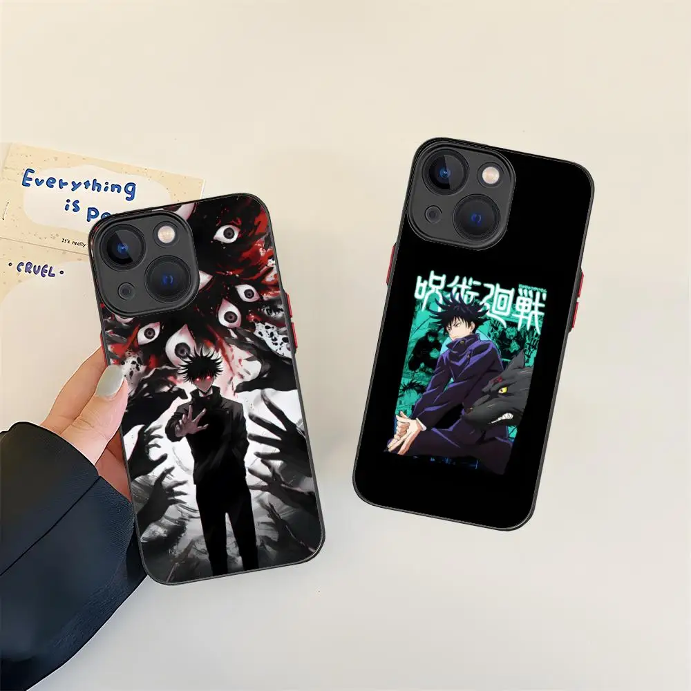 Jujutsu Kaisen Megumi Fushiguro جراب هاتف آيفون 16 15 14 13 12 11 X XR XS 8 7 Pro Max Plus لون صغير سيليكون واقية #4