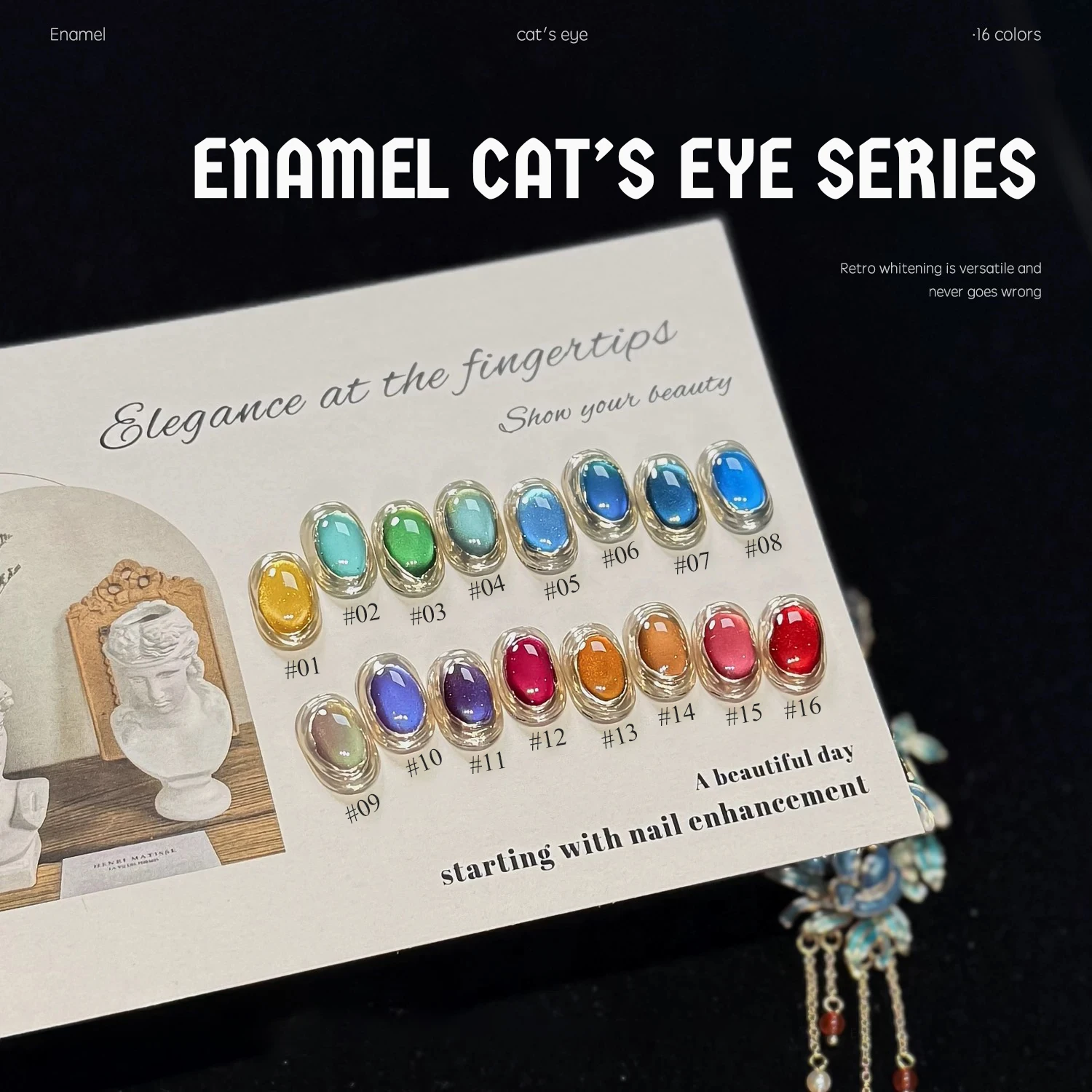 ZH 1PCS New Multi-Color Enamel Cat Eye Nail Gel Polish 2026 New Blue and Purple Flashing Glass Bead Nail Gel for Manicure