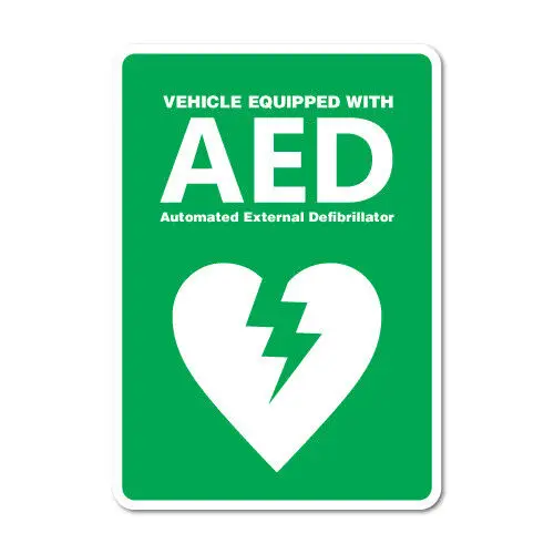 

Vehicle Equipped with AED Sticker Decal Safety Sign Car Vinyl Waterproof Coffee Auto, Laptop Decor Decoration