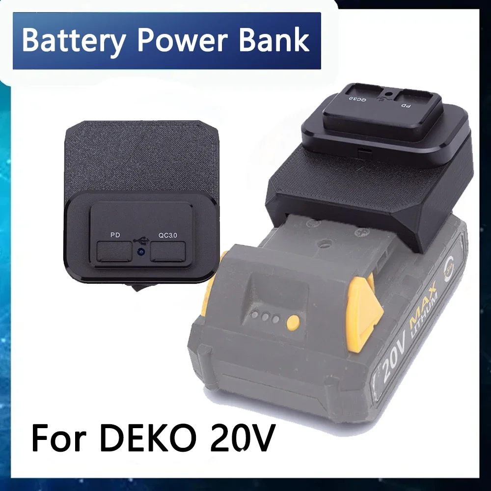 Fast Charger W/USB Power Source Adapter For DEKO 20V Li-Ion Battery PD/QC3.0 Power Bank(NO Battery)