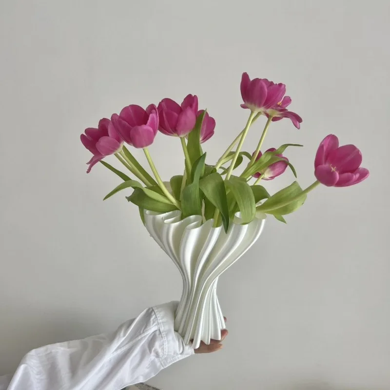 

Настраиваемая художественная ваза со стереоскопической печатью, белые современные простые роскошные скандинавские вазы для гостиной, креативный интерьер дома