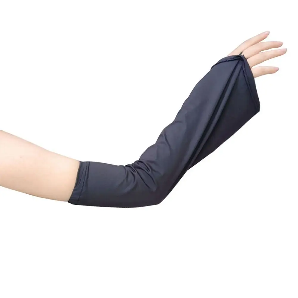 Mangas de brazo de tela de seda de hielo para mujer, Mangas de protección solar de conducción, cubierta de brazo Anti-UV transpirable, Color sólido,