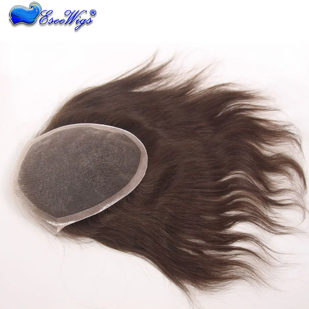 

Swiss Lace Hair Piece Topper 5X7inch 100%Human Hair Replacement System for Men & Women Brown Color 10inch