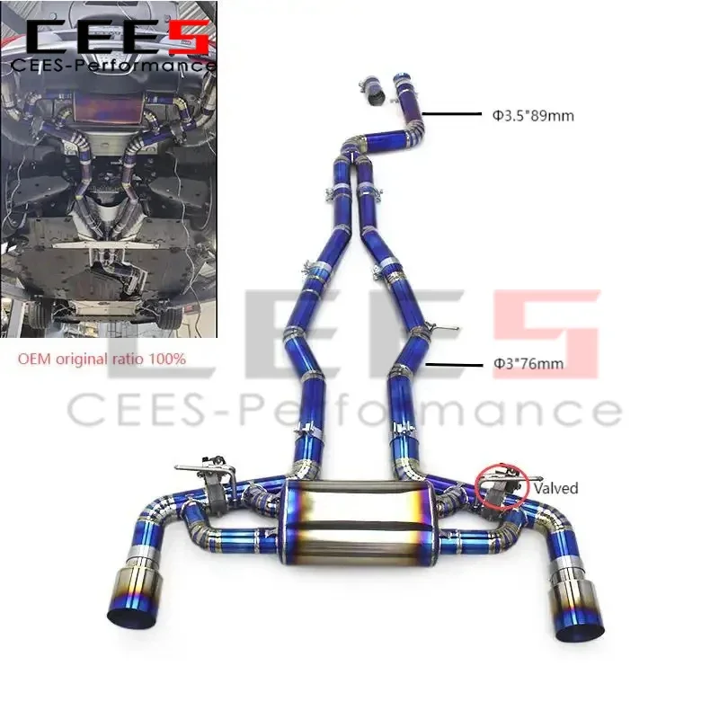 نظام عادم أنبوب التيتانيوم مقاس 3.5 بوصة من cees لسيارة Toyota Supra A90 3.0T 2020-2023 كاتم صوت رياضي صمام مع جهاز تحكم عن بعد