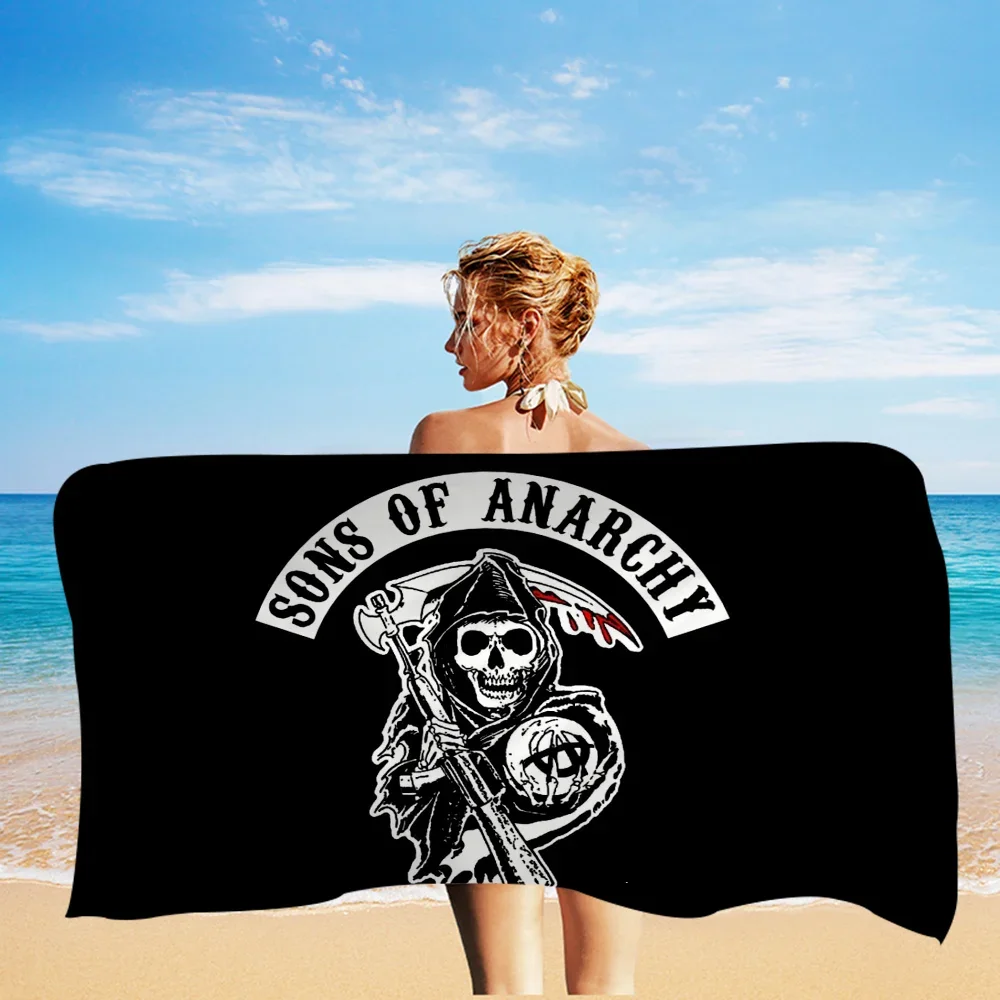 Son Of Anarchy American Crime Tv Cartoon Beach Towel Cute Kawaii Room Decor Bath Girls Children Hand Towels For Bathroom Shower