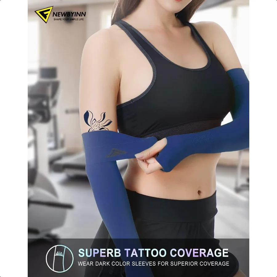 Newbyinn Manicotti con protezione solare UV con foro per il pollice per uomo Donna Manicotto rinfrescante per giovani per coprire il tatuaggio MidComprion