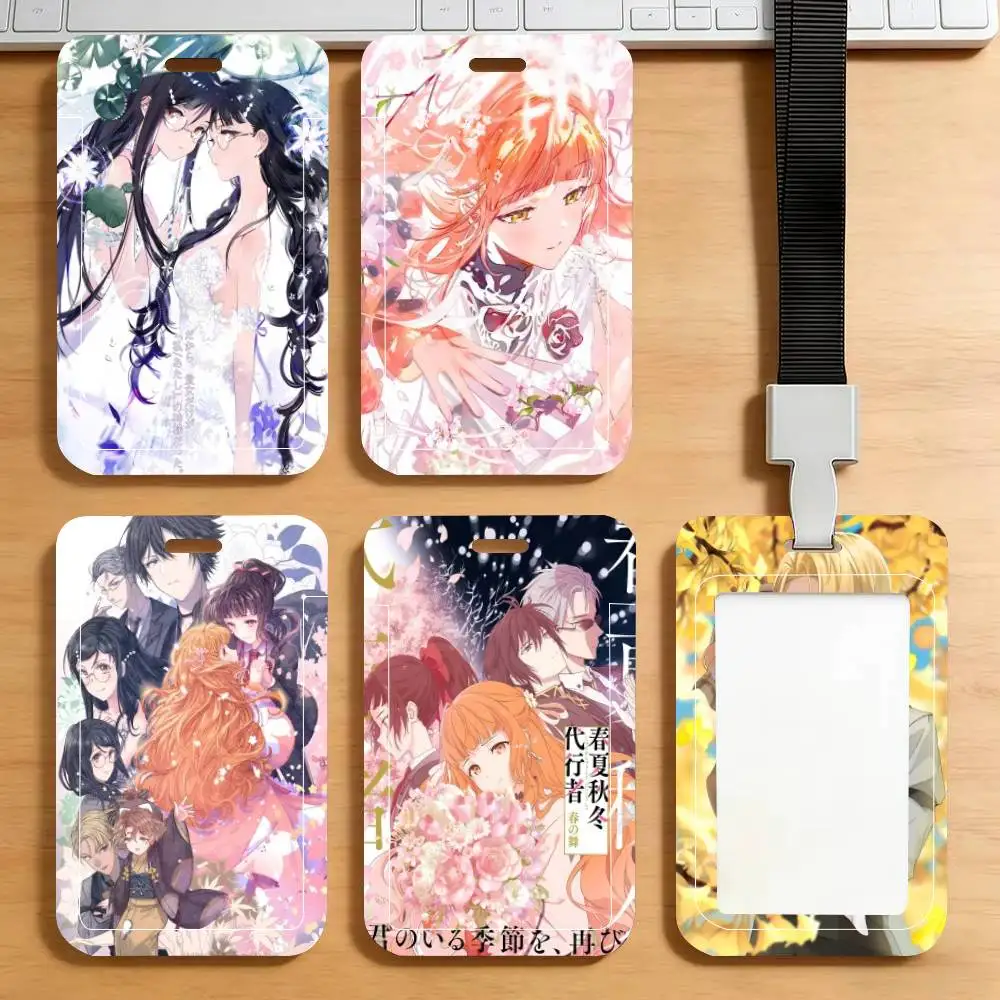 Anime A-Agents of the Four Seasons  ID Card Holder Lanyard Covers Women Men Work Permit Holder Students Kids Bus Cards Case