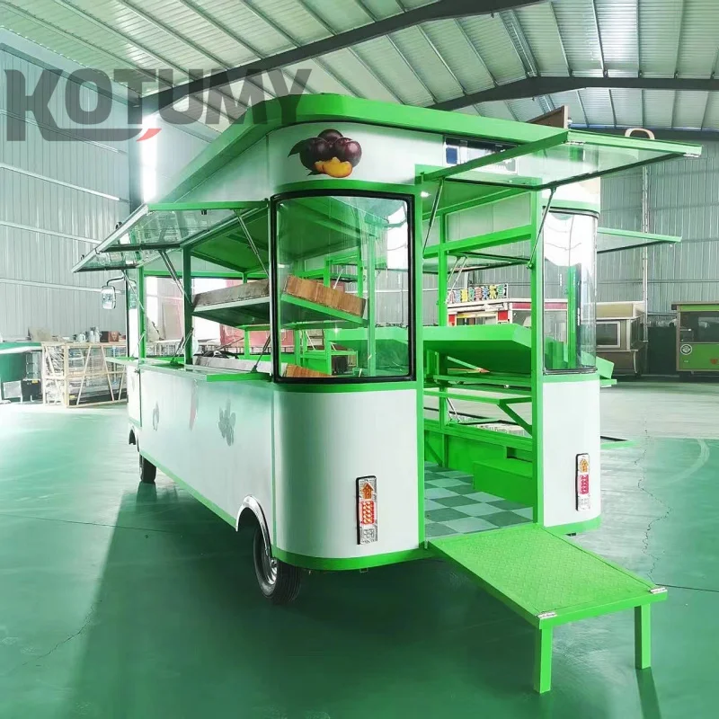 مخصص. متعددة الوظائف أربع عجلات الوجبات السريعة شاحنة فواكه الإفطار السوق الليلي كشك الشواء التجارية المتنقلة الغذاء Tr #4