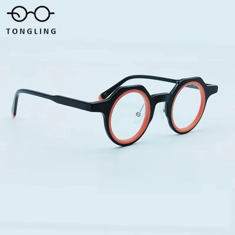 

Fashionable Women High-Quality Acetate Round Retro Men's Personalized Glasses Frame And Can Be Paired With Prescription Lenses