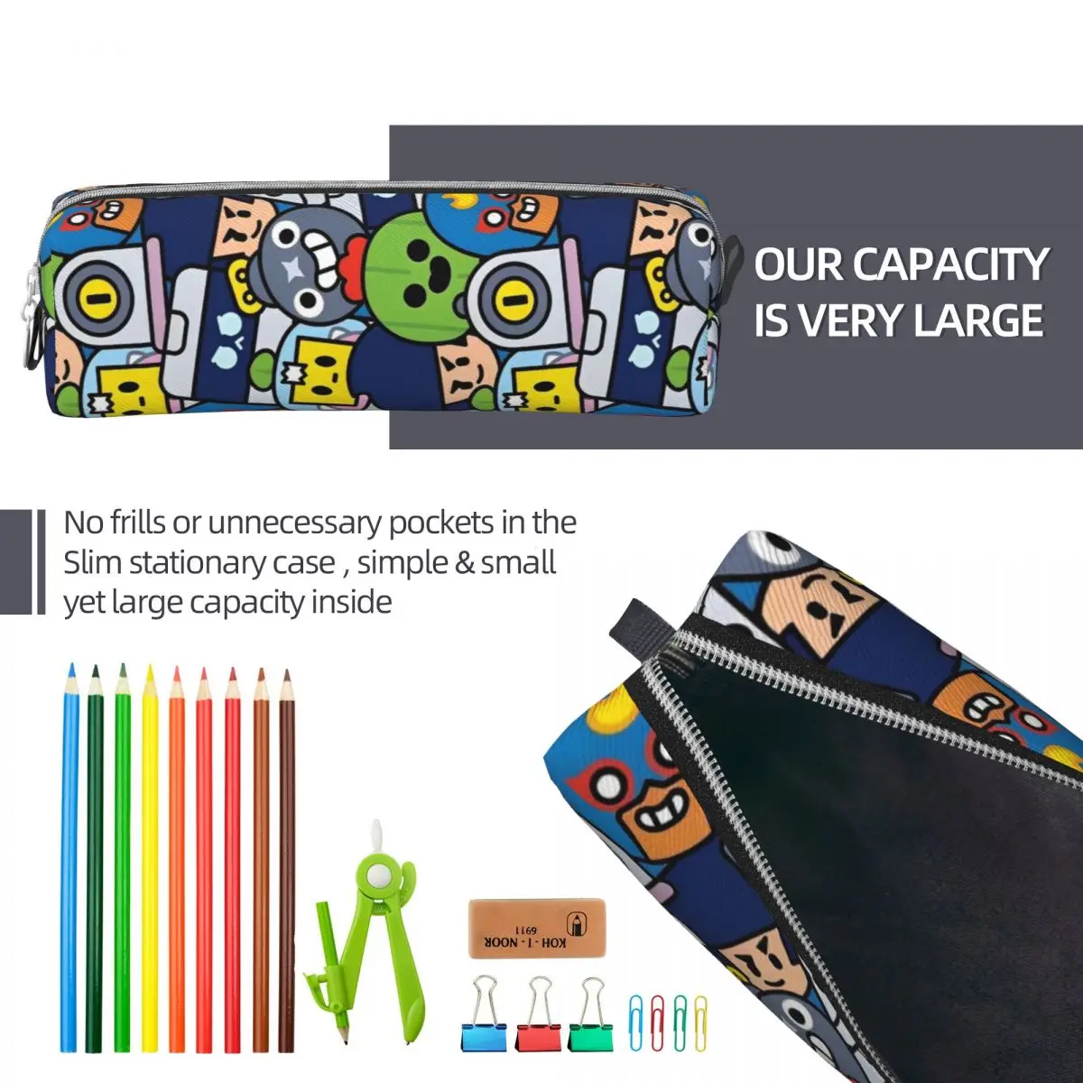 Cute Brawled Game Pencil Case Pencilcases Pen Holder for Student Large Storage Pencil Bags Students School Gift Stationery