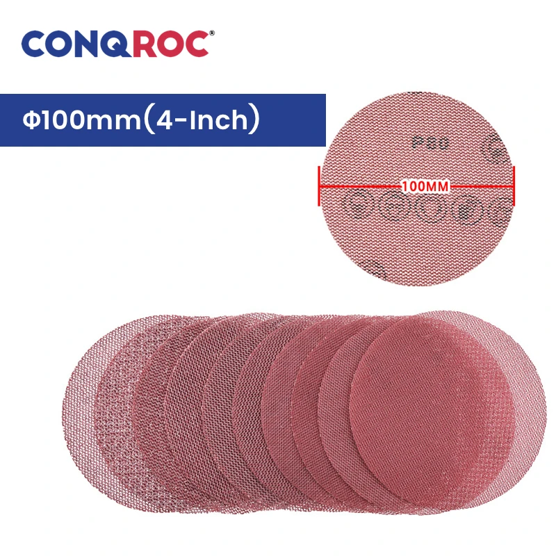 100mm(4-Inch) Sanding Discs Dust Free Mesh Grid Aluminum Oxide Dry Sandpapers Hook & Loop 50-Piece Grit P80~800