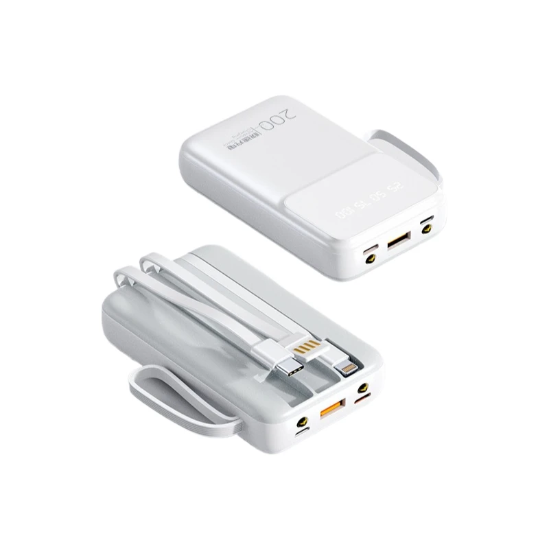5000/10000mAh Fast Charging Mini Power Bank Built-in Cable Large Capacity External Battery Compatible For iPhone Android Phones