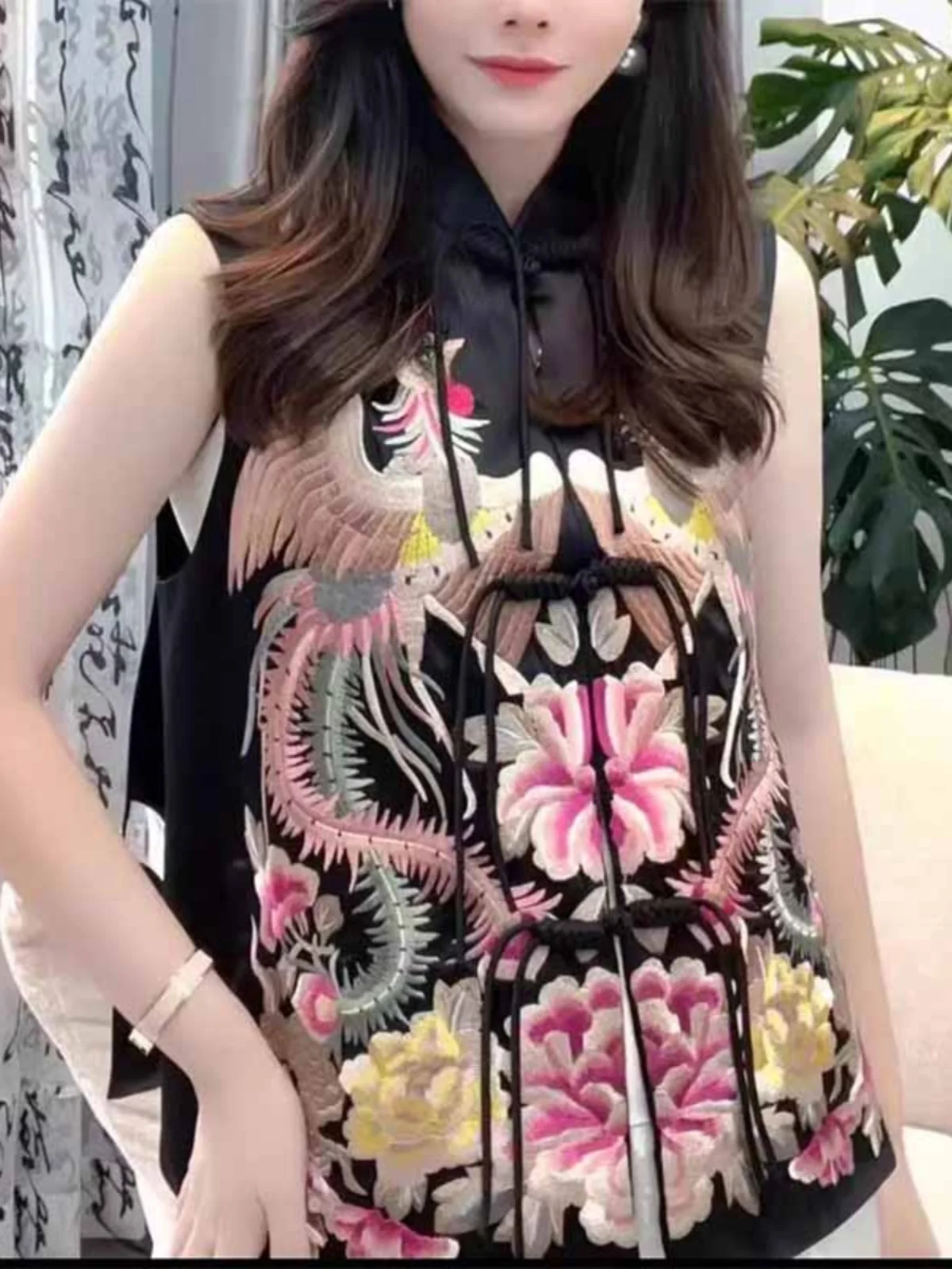 Nouveau chinois Sle Phoenix pivoine broderie femmes Jaet gilet printemps automne européen Sle National tendance boutonné haut