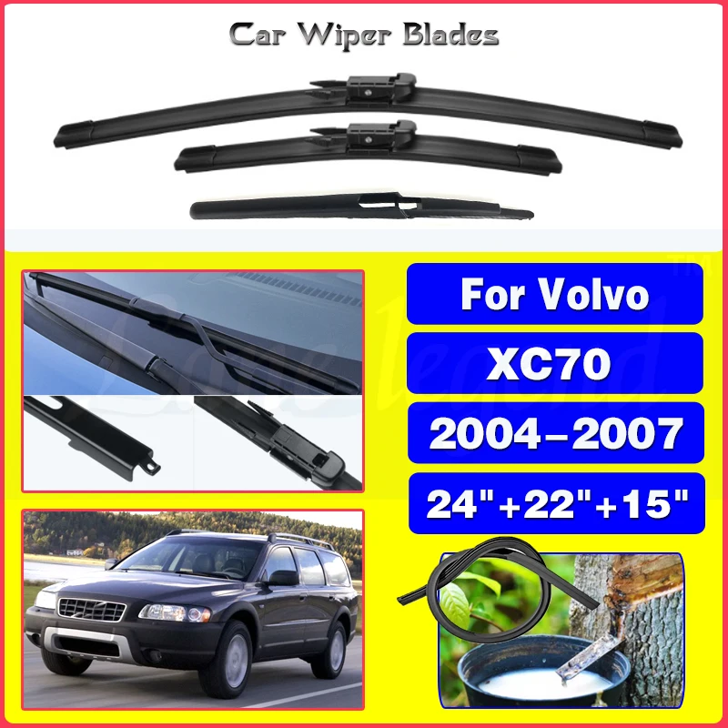 

Wiper Front Rear Wiper Blades Set For Volvo XC70 2004 - 2007 Windshield Windscreen Window Rain Brushes 2005 2006 24"+22"+15"