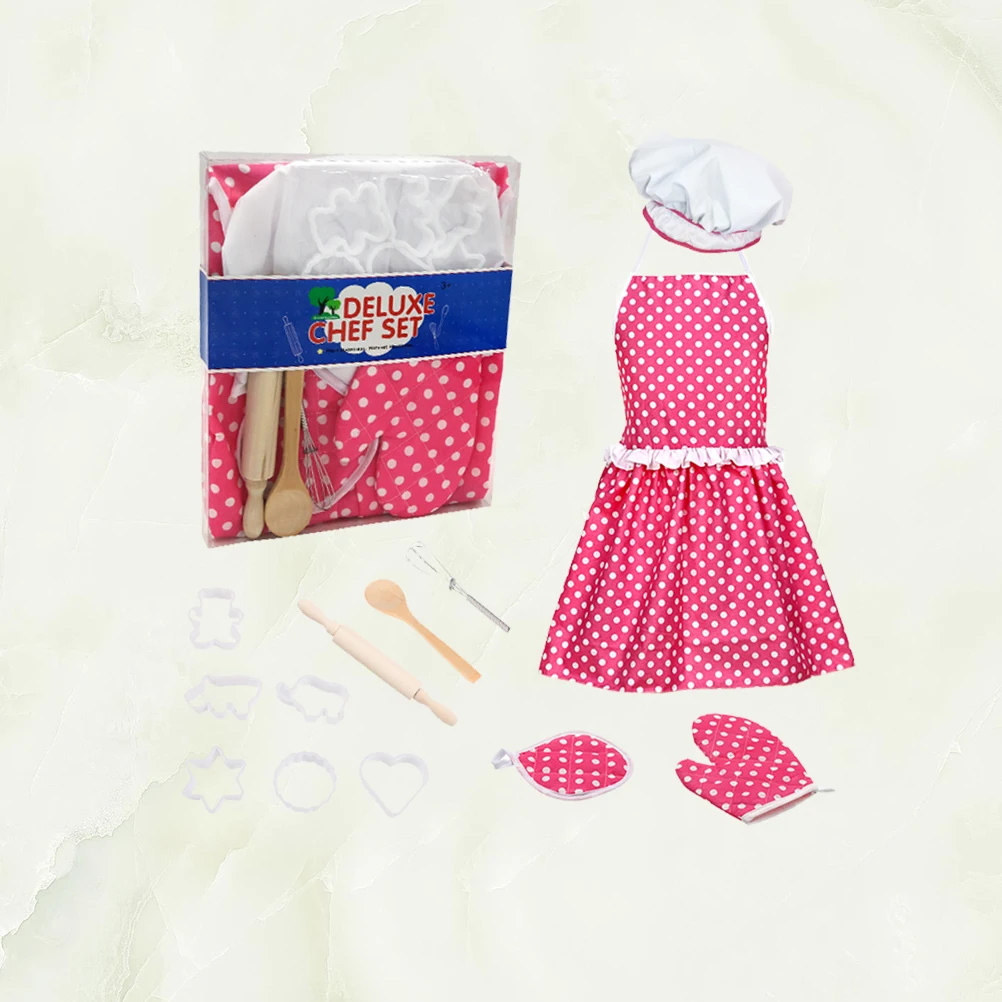 Ensemble de jeu de cuisine pour enfants, 13 pièces, jeu de rôle de cuisine complet, Costume de Chef, tablier, mitaines de four, ustensiles à pâtisserie sûrs