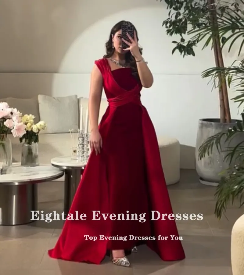 Vestido de noche árabe de Eightale, plisado personalizado, largo hasta el suelo, vestidos de fiesta de boda y graduación de satén