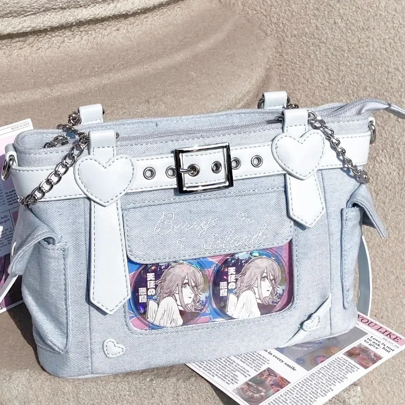 Ita Bag Chic popularne dżinsowe niebieskie torby na ramię dla kobiet słodkie Kawaii torba pod pachami Lolita urocza torba brezentowa Bolsa