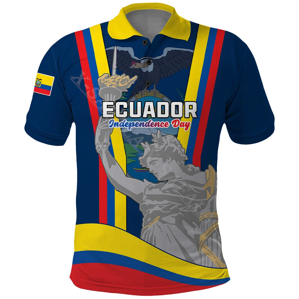 Ecuador Ecuadorian Independence Day 3D Print Polo Shirt Mens Collar Short Sleeve Streetwear Casual Top New Summer Shirt-2