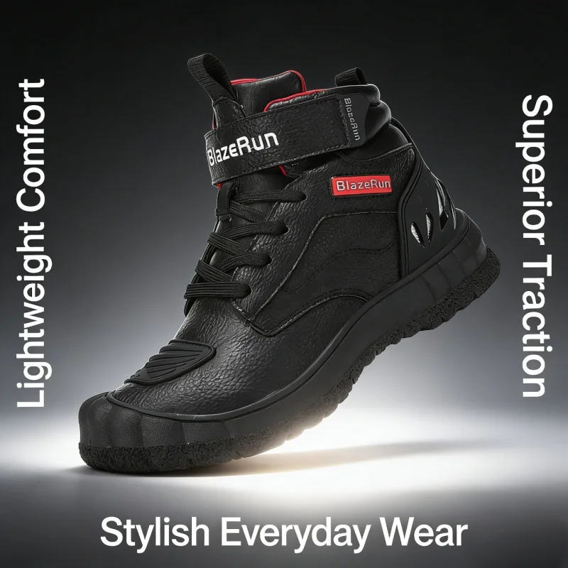 

New Motorcycle Boots Men Leather Motos Breathable Anti Slip Wear-resistant Riders Boots Motorbike Racing Ankle Riding Shoes