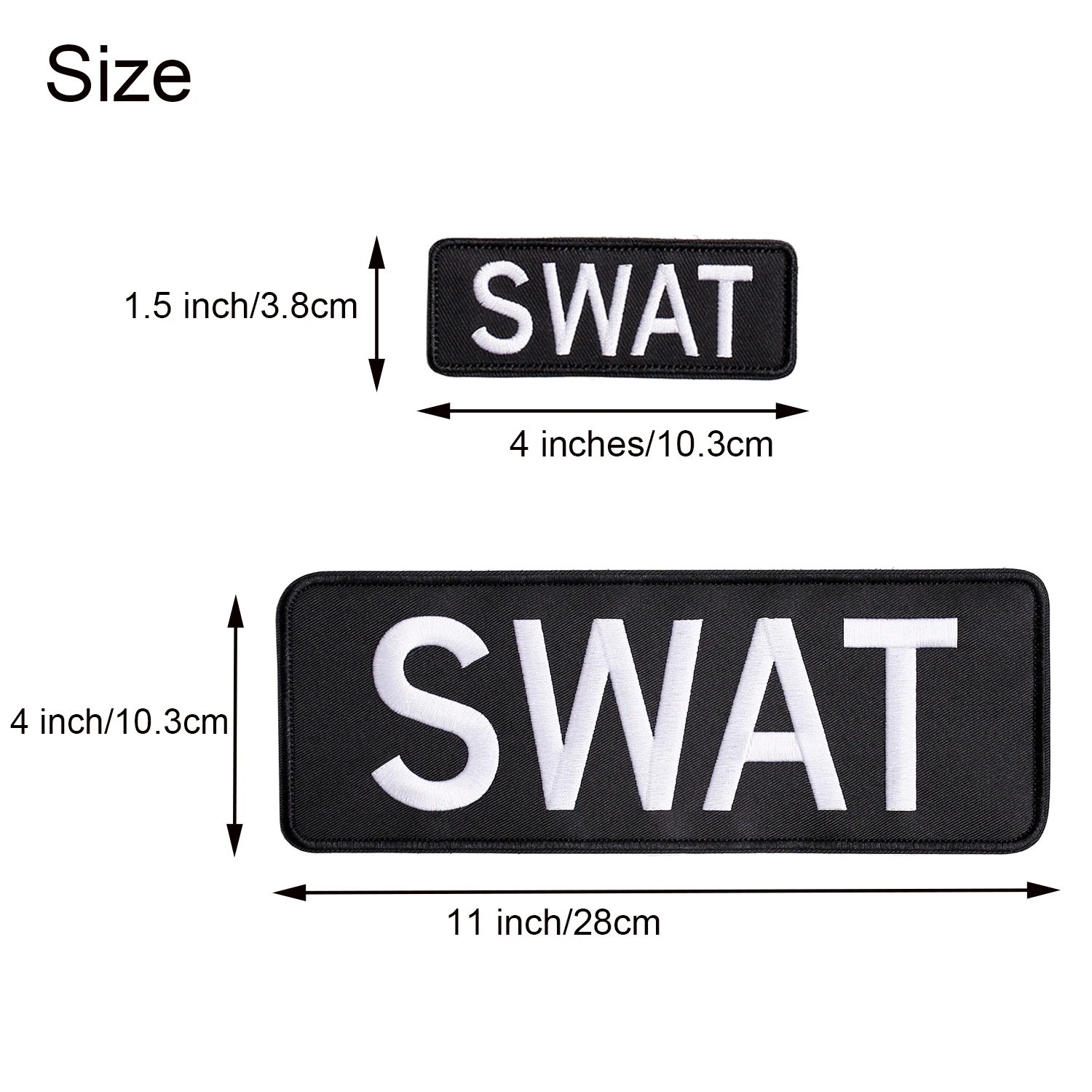 Large Embroidery Patch Set of 2 SWAT Hook and Loop Appliques, 3D Uniform Patches for Decorating, DIY