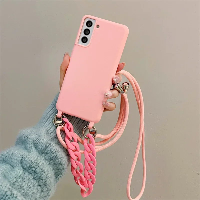 Crossbody Lanyard Chain Case For Samsung Galaxy A55 A15 A35 A54 A53 A52 A14 A24 A34 S24 S23 S22 Plus Ultra S21 S20 FE Cover