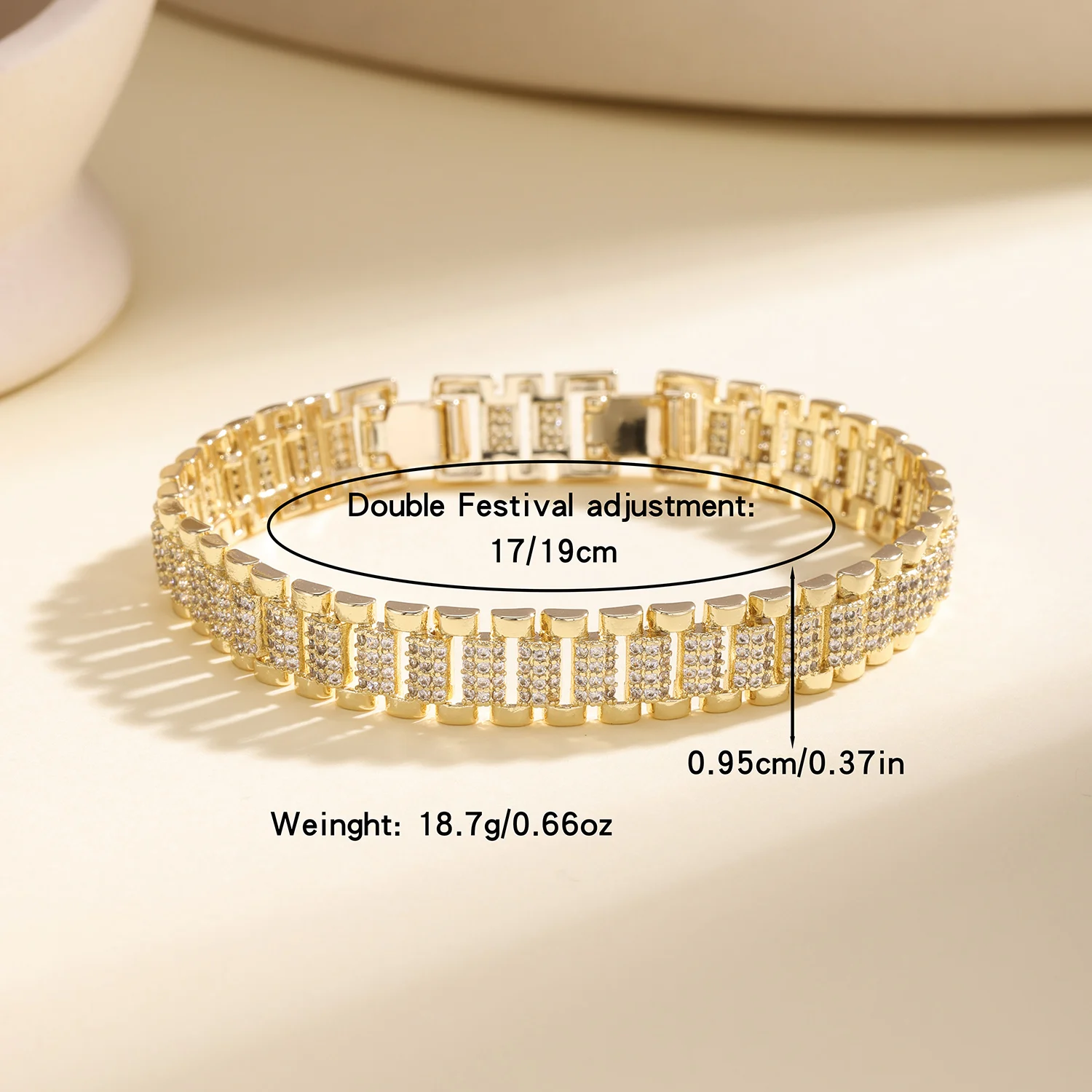 AIBEF Luxus-Armband für Damen, glitzerndes rechteckiges Kristall-Gliederarmband, modischer formeller Schmuck für Hochzeit, süßes Weihnachtsgeschenk – Detail 11