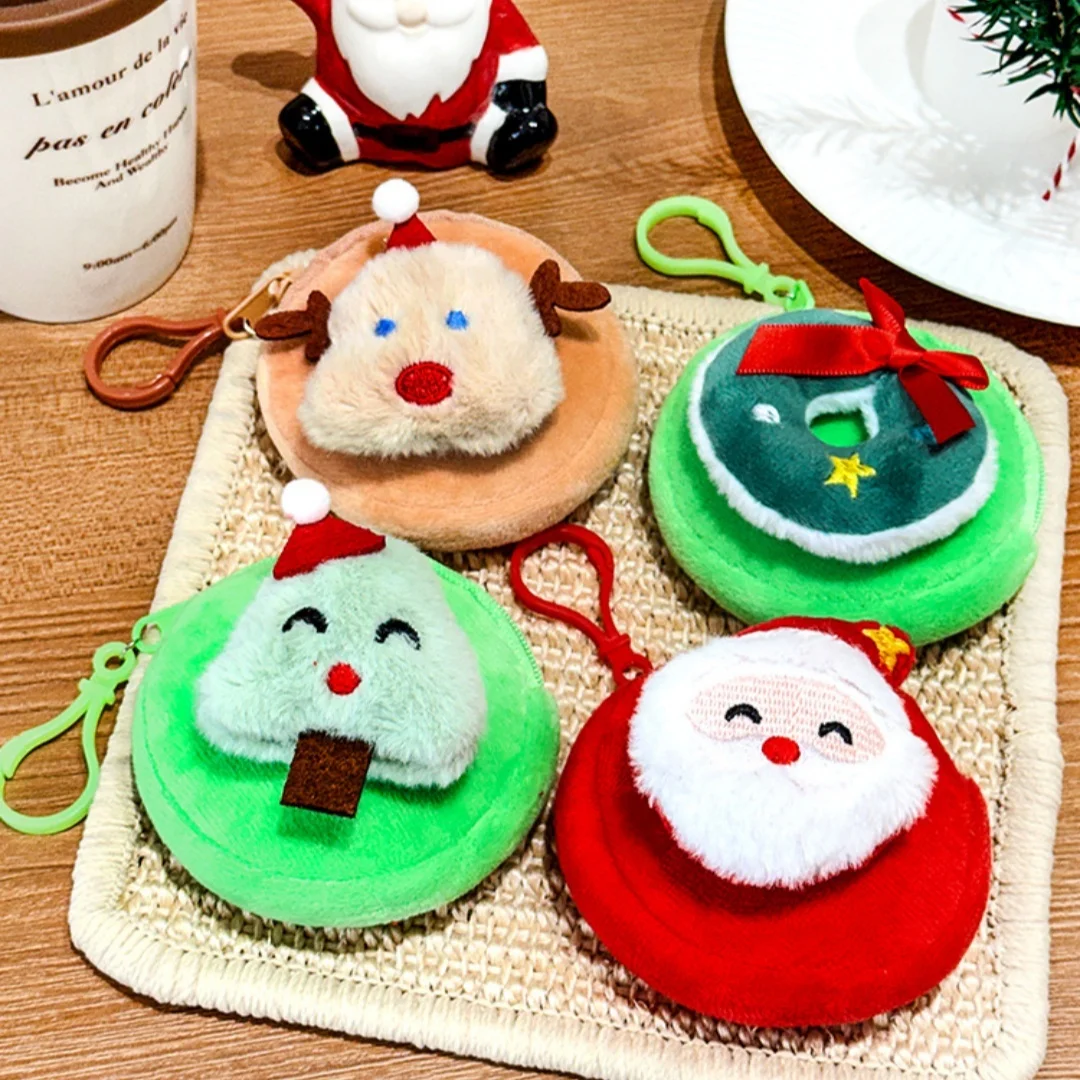 أفخم حقيبة سلسلة المفاتيح المحمولة الكرتون سانتا كلوز محفظة الاطفال محفظة نسائية للعملات المعدنية ثنائي الغرض حقيبة التخزين الصغيرة قلادة لصالح الحفلات #4