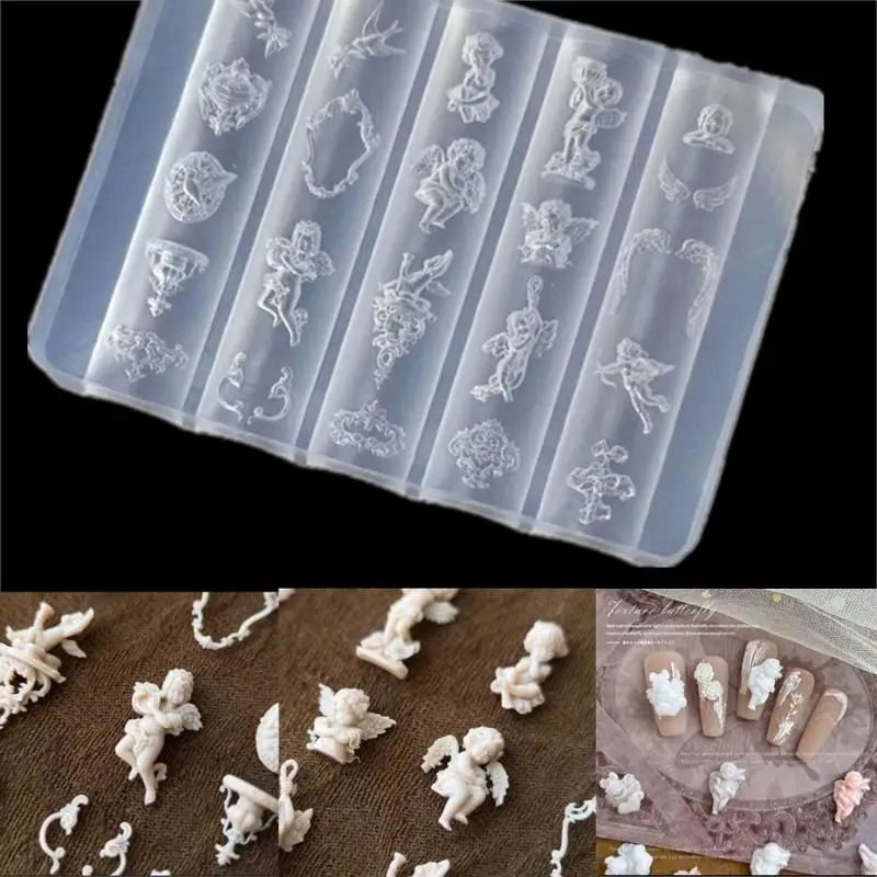 Angel Clock 3D siliconen nagelvorm Heart Lock nagels sjablonen DIY Nail Art decoraties stempelplaten manicure ontwerptools