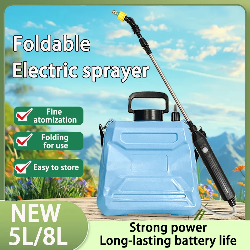 

8L/5L folding electric spray bucket pressurized backpack pesticide spray household gardening watering disinfection spray pot.