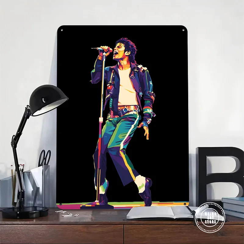 Michael Jackson Performing on Stage Personalized 3D Textured Metal Poster Wall Art Tinplate Sign for Vintage Decoration Gaming