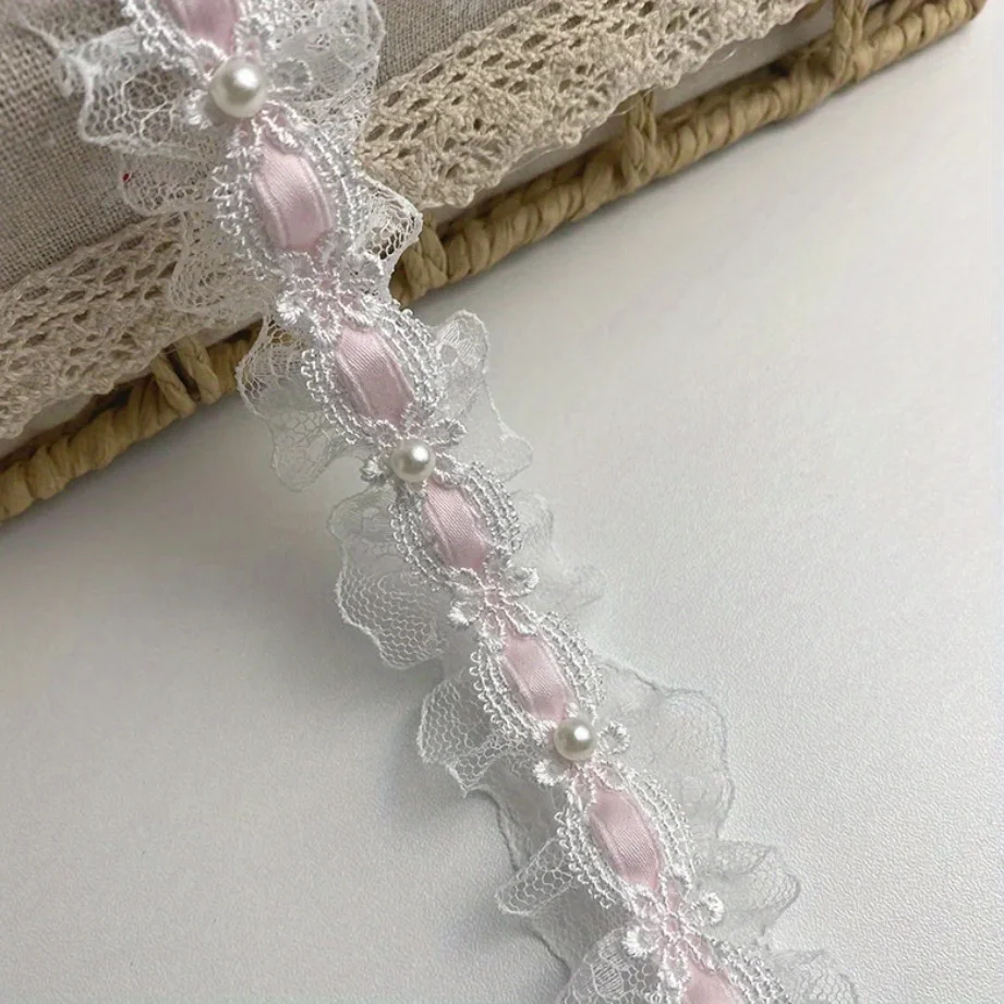 1 Yard Blumen-Spitzenborte mit Perlenstickerei, Blumenapplikation, handgefertigte DIY-Näh- und Bastelbedarf-Dekoration
