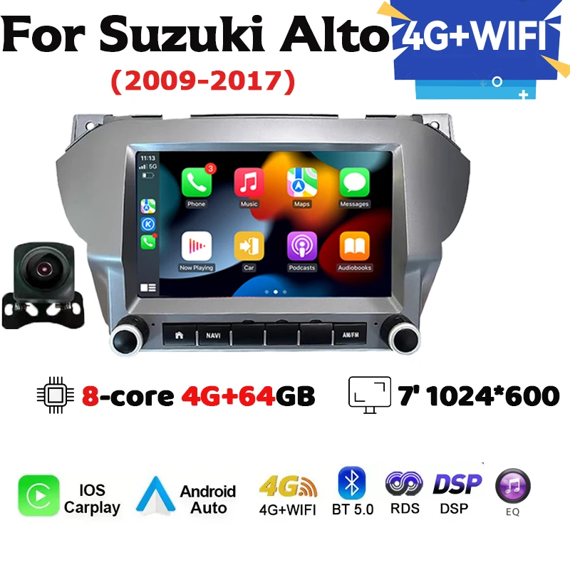 Voor Suzuki Alto 2009-2016 Android 13 Autoradio Multimedia Speler GPS Navigatie Draadloze Carplay en WIFI Bluetooth oproep