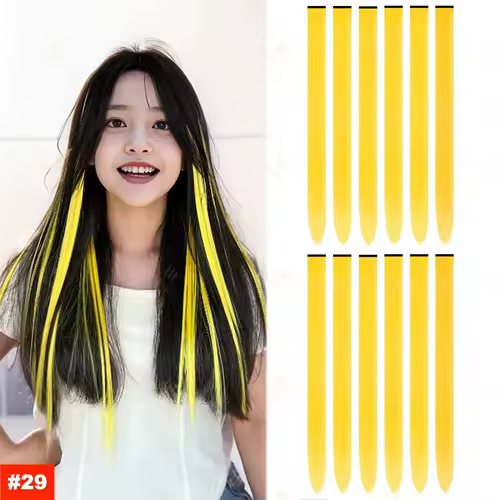 22Inch Synthetic Long Straight Clip In Hair Extensions High Temperature Hairpieces Rainbow Colors Hair Accessories for Women - Image 23