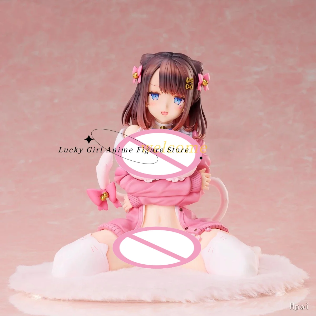In Stock Original UnionCreative Ribbon Hairpin Cat Rindo Illustration 14cm Animation Decoration Figure Toy Collection