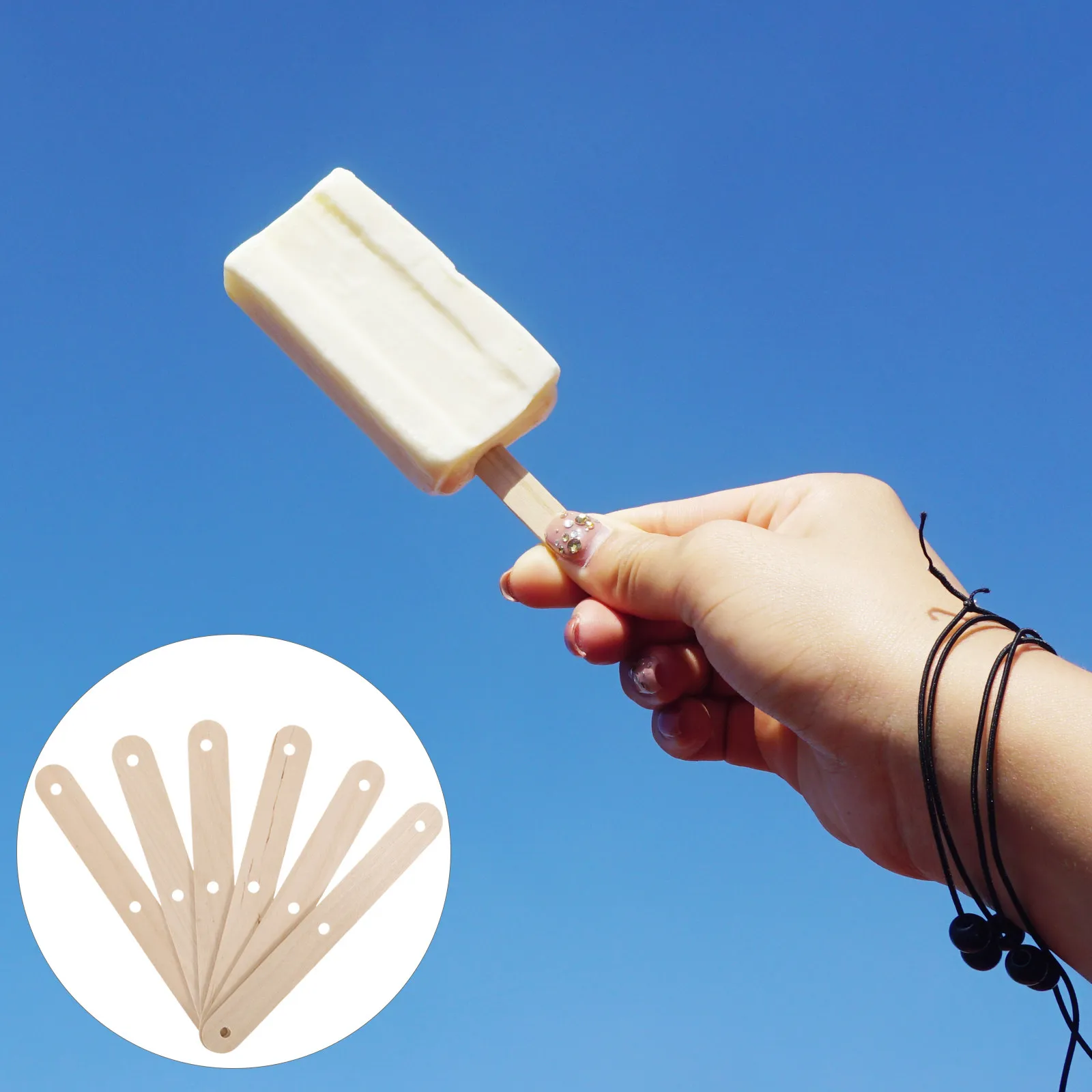 50Pcs Ice Pop Sticks Wooden Craft Stick Tough Natural Material for DIY Ice Pop Ice Cream Sticks Wood Craft Stick