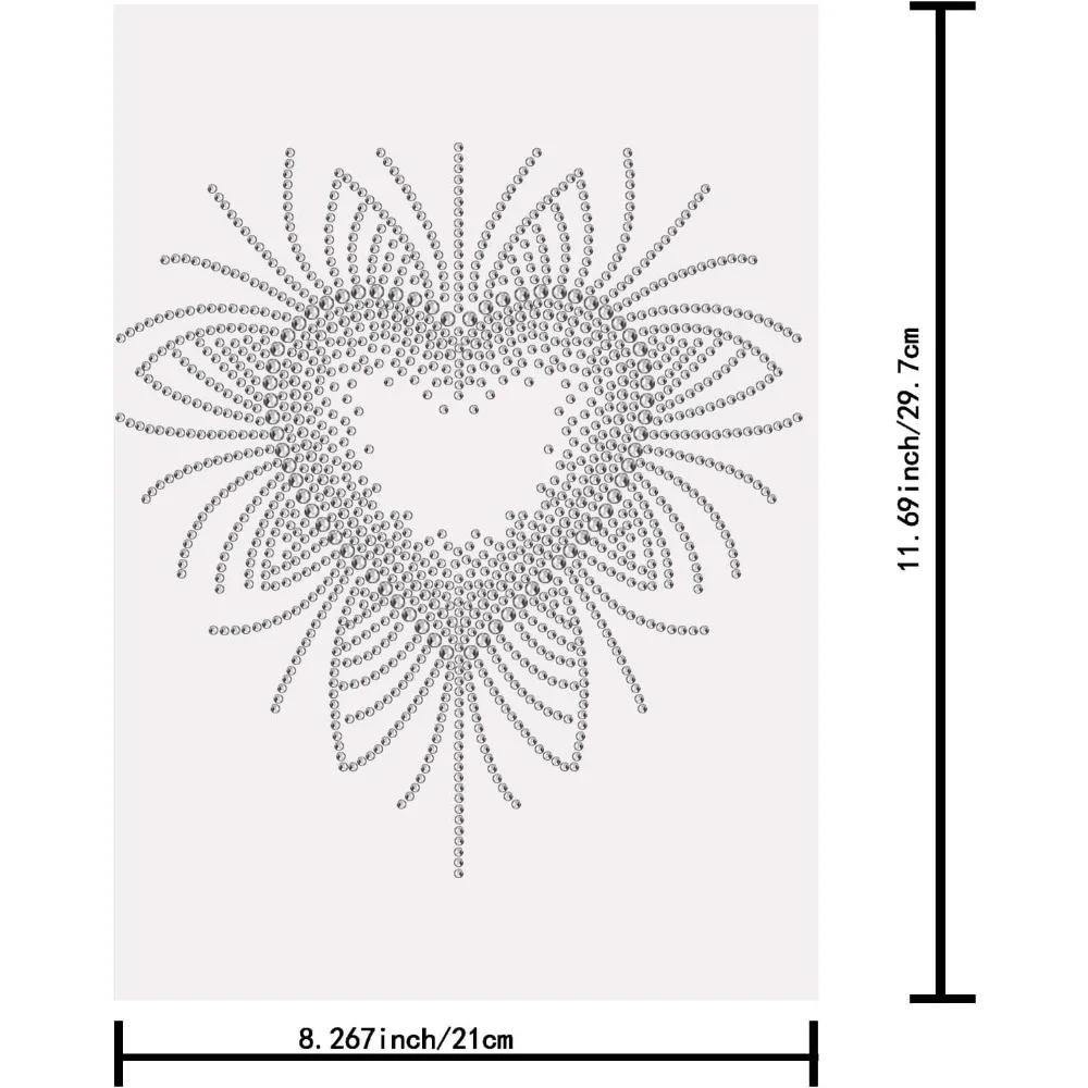 Hearts Iron on Rhinestones for Clothing Bling Iron on Transfers Decal Valentine's Day Heart Bling Patches Crystal Iron on