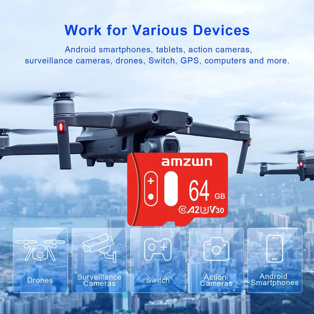 

Mini SD Card 64GB 128GB 256GB Class 10 Portable 32GB Memory SD Card High Speed Smart SD Card TF Red suitable for camera