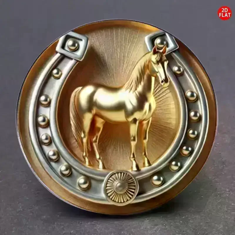 Golden Horse Brooch Zinc Alloy For Women Men 2D Flat Animal Party Office Zodiac Animal Lapel Pins Gifts