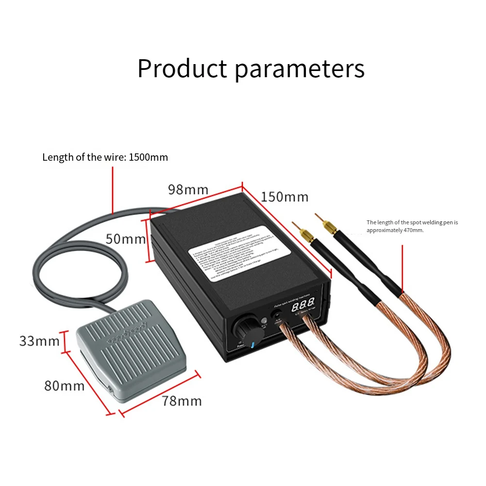 8000W Spot Welding Machine With Foot Pedal And LCD Display For For Battery Pack Nickel Strip Iron Stainless Steel Welding Tool