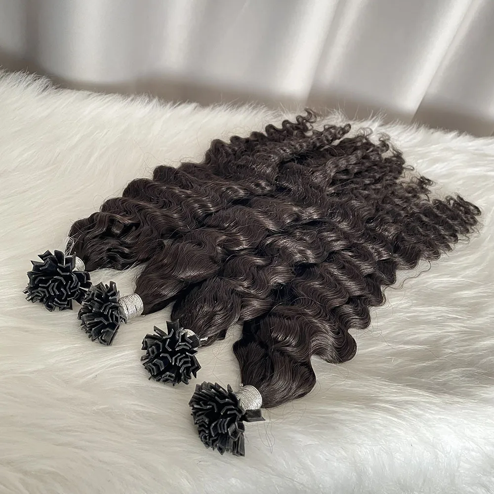 البورمية قبل المستعبدين K تلميح وصلات شعر شعر الإنسان ريمي مجعد الشعر حزم مايكرو الروابط الانصهار الكيراتين الخامس تلميح وصلات شعر 50 جرام