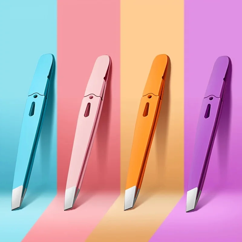 Pince à épiler sourcils colorée en acier inoxydable, outil de beauté pour l'épilation des poils fins, pinces biseautées pour sourcils, outils de maquillage