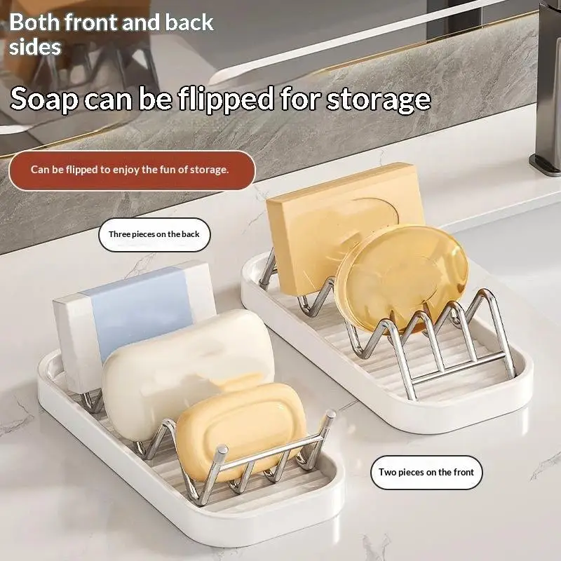 【HG】3 Grids Stainless Steel Soap Rack Student Dormitory Soap Moisture-proof And Waterproof Sink Storage Rack Household