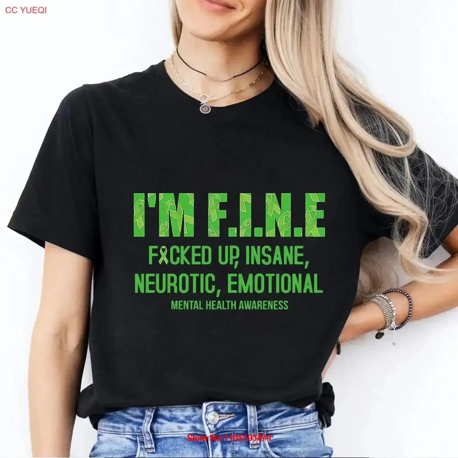 

Mental Health Awareness T Shirt I m Fine Support Anxiety Depression Self Care Advocate vintage Washed streetwear Stretched Soft