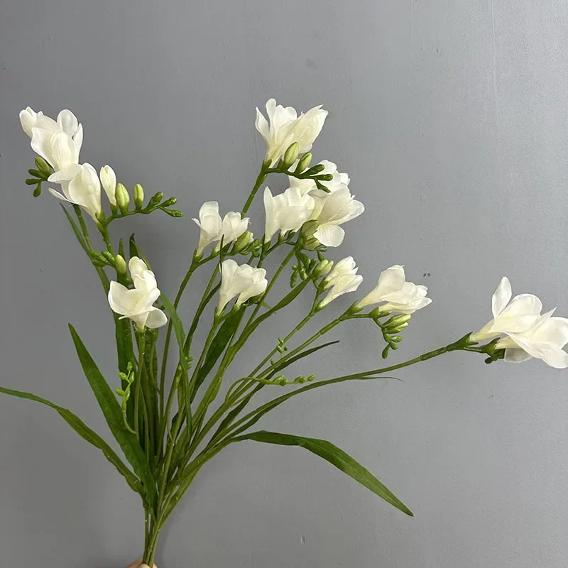 4 unids/lote ramas de fresia de simulación flores falsas de seda decoración de fiesta Festival flor Artificial de orquídeas de nieve fragante rosa