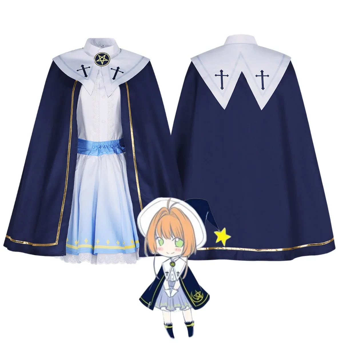 Anime Magic Card Captor Cardcaptor Sakura Daidouji Tomoyo Kinomoto Sakura Cosplay Costume Magic Star Dress Wig Woman Lovely Suit