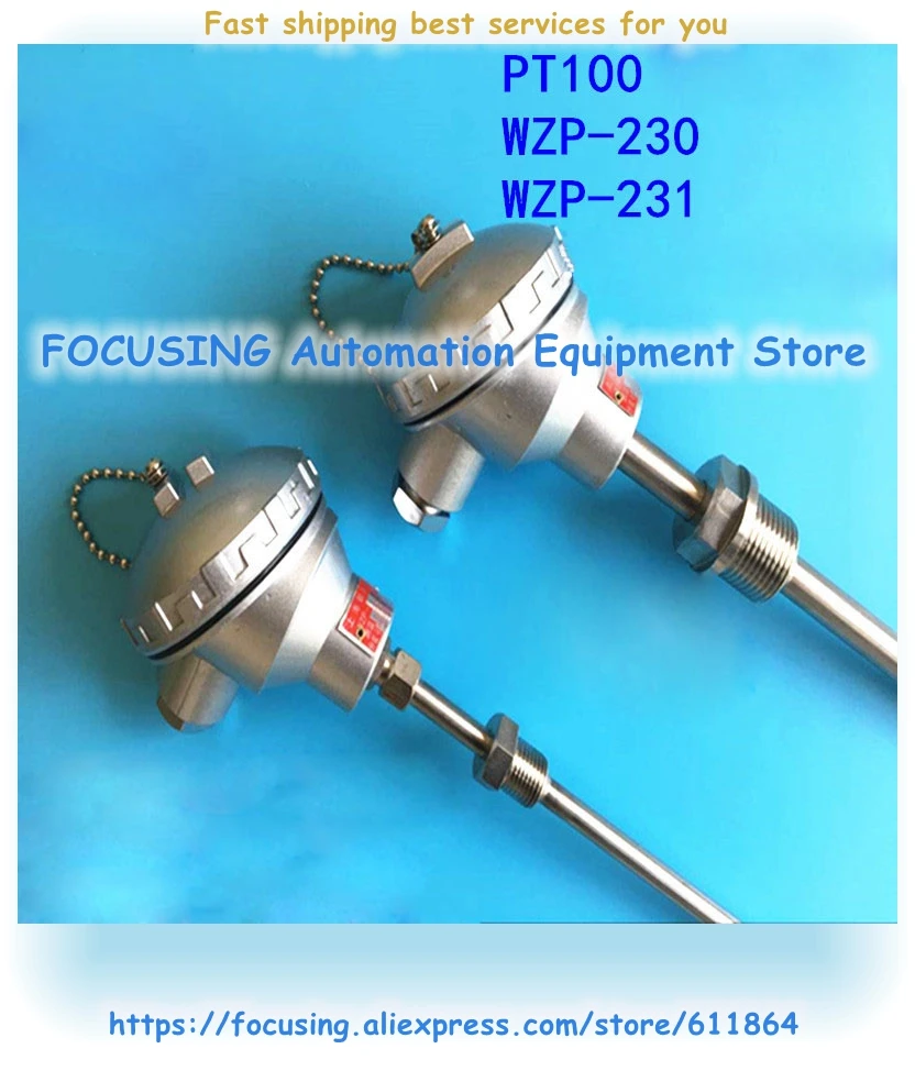 WZP-230 WZP-231 PT100 Platinum Thermal Resistance Pt100 Temperature Sensor Fixed Thread Thermocouple 200~500 Degrees