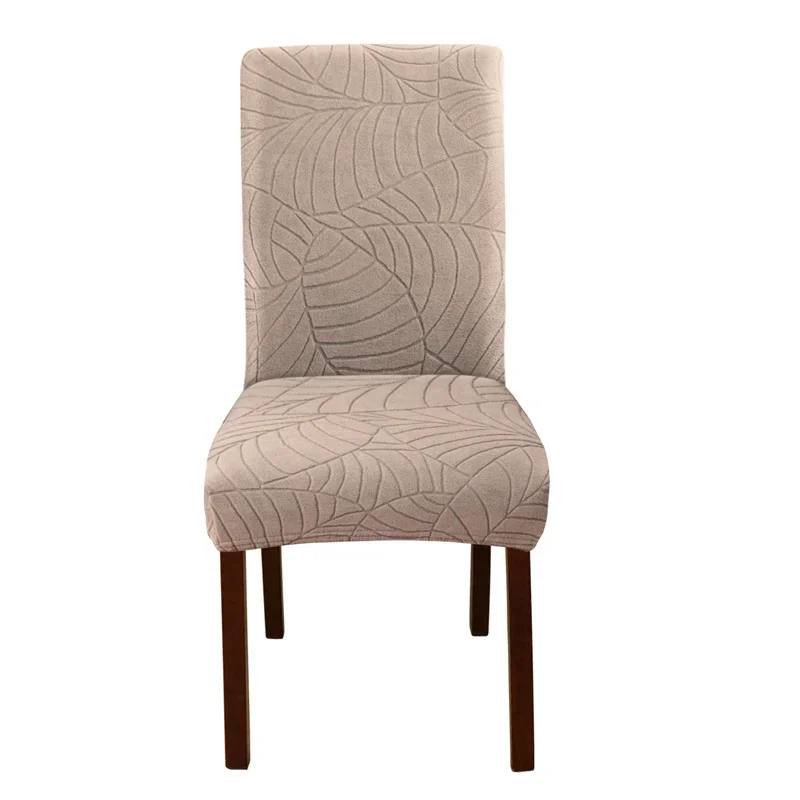 Blätter-Jacquard-Esszimmerstuhlbezüge, abnehmbarer Stretch-Universal-Stühlebezug, einfarbige Sitzbezüge für Küche, Hotel, Bankett