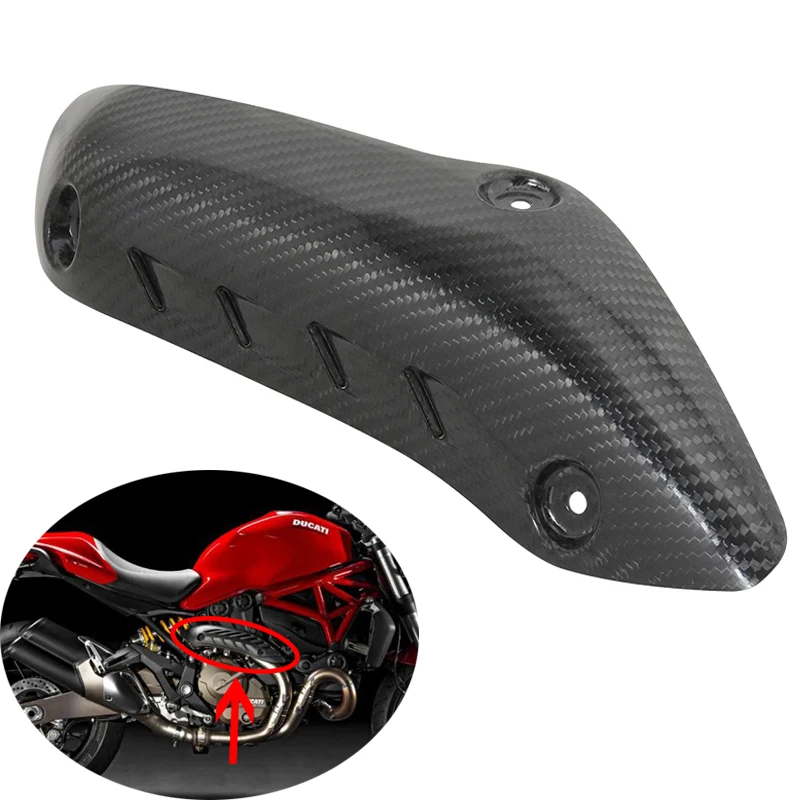 

For Ducati Monster 821 1200 2014-2020 Exhaust Pipe Heat Shields Real Carbon Fiber Anti-scald Shell Guard Replace Directly